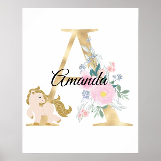 Een brief met gepersonaliseerde naam monogram met  poster (Voorkant)