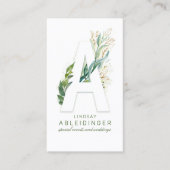 Een brief Monogram Gold Greenery laat elegant Visitekaartje (Voorkant)