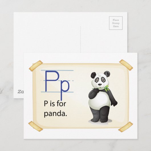 Een brief P voor panda Briefkaart (Voorkant / Achterkant)