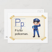 Een brief P voor politieman Briefkaart (Voorkant / Achterkant)