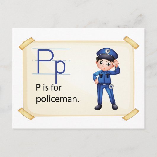 Een brief P voor politieman Briefkaart (Voorkant)