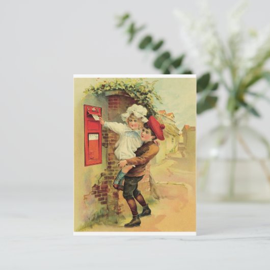 Een brief plaatsen briefkaart (Staand voorkant)