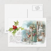 Een brief van de Kerstman met een groene jas Feestdagenkaart (Voorkant / Achterkant)