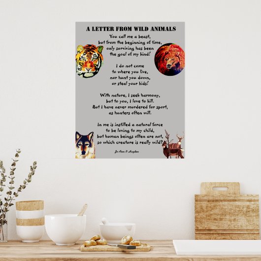 EEN BRIEF VAN HET POSTER WILDE DIEREN (Keuken)