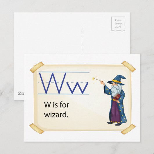 Een brief W voor tovenaar Briefkaart (Voorkant / Achterkant)