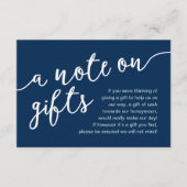 Een briefje over cadeaus, huwelijksreis cash gift informatiekaartje (Voorkant)