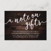 Een briefje over cadeaus, huwelijksreis-fonds cont informatiekaartje (Voorkant)