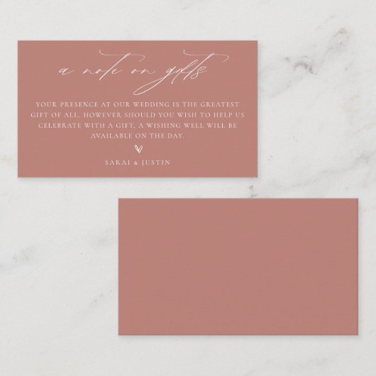 Een briefje over de huwelijkscadeaus informatiekaartje (Voorkant / Achterkant)