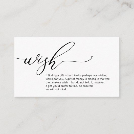 Een briefje over geschenken, huwelijksreis wens informatiekaartje (Voorkant)