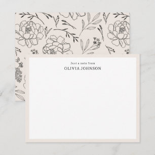 Een briefje van Border Boho Flowers Note Kaart Notitiekaartje