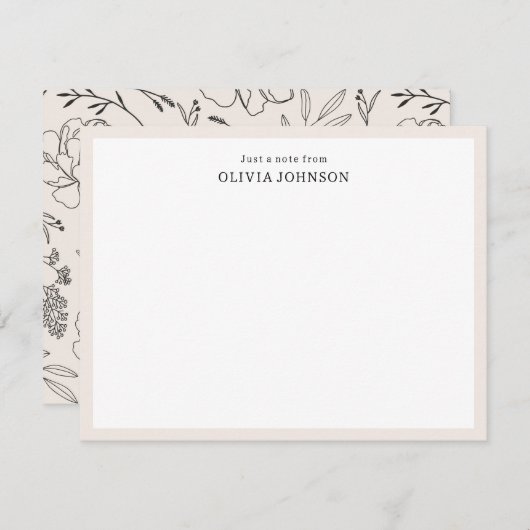 Een briefje van Border Boho Flowers Note Kaart Notitiekaartje (Voorkant / Achterkant)