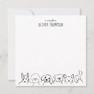 Een briefje van Cute Dog Animal Sketch Notitiekaar Notitiekaartje