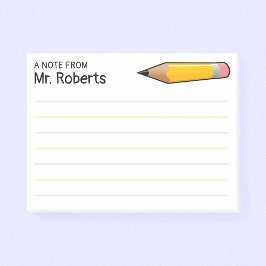Een briefje van de leraar met naam post-it® notes