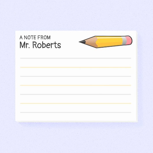 Een briefje van de leraar met naam post-it® notes