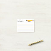 Een briefje van de leraar met naam post-it® notes (Op bureau)