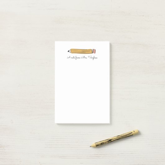Een briefje van docent nummer 2 potlood notitieblo post-it® notes (Op bureau)