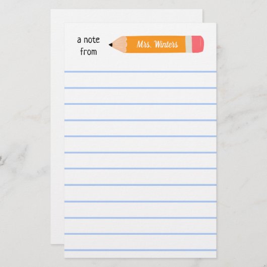 Een briefje van geel potlood... leert cadeau briefpapier (Voorkant / Achterkant)