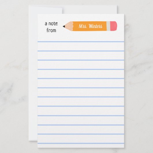 Een briefje van geel potlood... leert cadeau briefpapier (Voorkant)