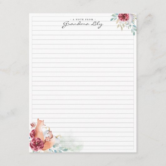 Een briefje van oma | Monogram briefpapier Informatiekaartje (Voorkant)