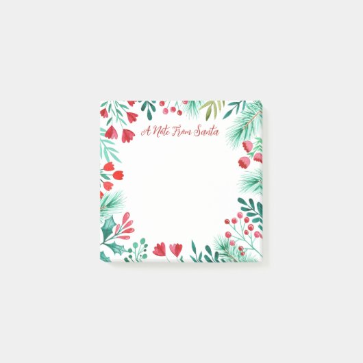 Een briefje van Santa + Waterverf Winter Botanical Post-it® Notes (Voorkant)