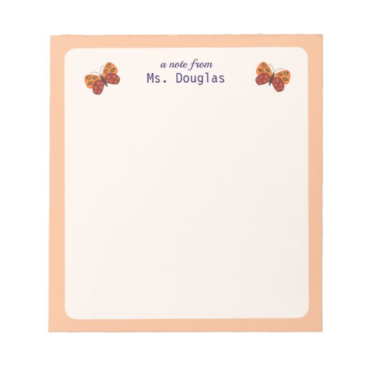 Een briefje van Teacher Butterfly Notitieblok (Voorkant)