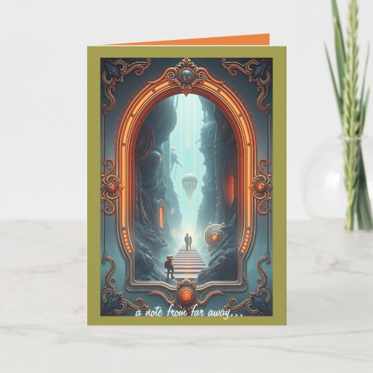 Een briefje van ver weg notitiekaartje (Voorkant)