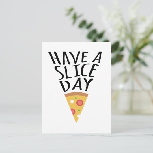 Een Briefkaart met een slice Day Pizza- (Staand voorkant)