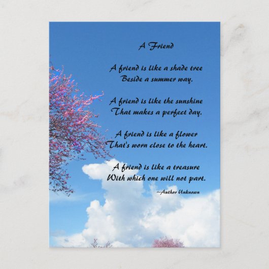 Een Briefkaart met een vriendengedicht (Voorkant)