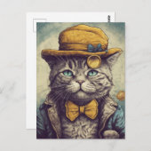 Een briefkaart met koude grijze kat (Voorkant / Achterkant)