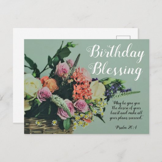 Een Briefkaart van de Verjaardag, Psalm 20:4 (Voorkant / Achterkant)