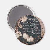 Een  Briefkaart van de Verjaardag Wish Doves Magneet (Voorkant / Achterkant)