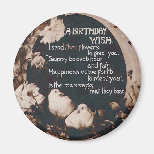 Een  Briefkaart van de Verjaardag Wish Doves Magneet (Voorkant)