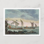 Een Brigantine die achter een Felucca aan zit en o Briefkaart (Voorkant)