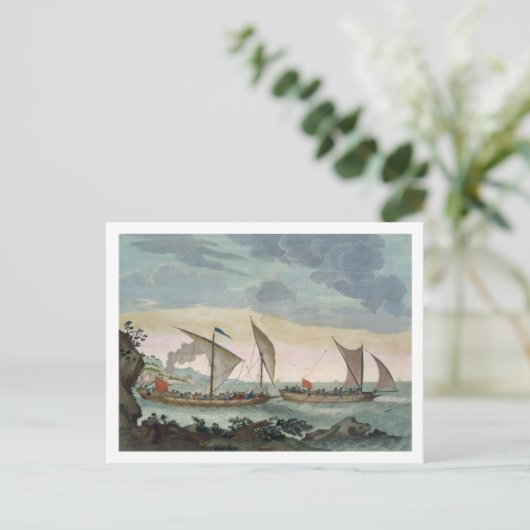 Een Brigantine die achter een Felucca aan zit en o Briefkaart (Staand voorkant)