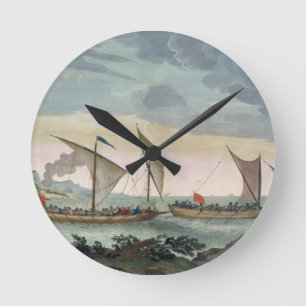 Een Brigantine die achter een Felucca aan zit en o Ronde Klok