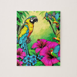 Een briljant gekleurde ara kinderbed legpuzzel