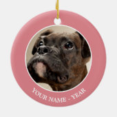 Een Brindle Boxer puppy die vreemd opkijkt. Keramisch Ornament (Achterkant)