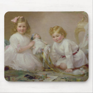 Een broer en zuster spelen, 1915 muismat