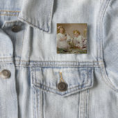 Een broer en zuster spelen, 1915 vierkante button 5,1 cm (In situ)