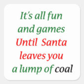 Een brok steenkool vierkante sticker (Voorkant)