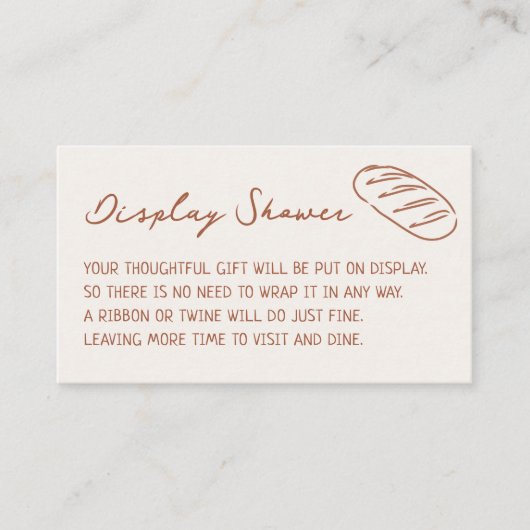 Een broodje in de oven baby shower display douche informatiekaartje (Voorkant)