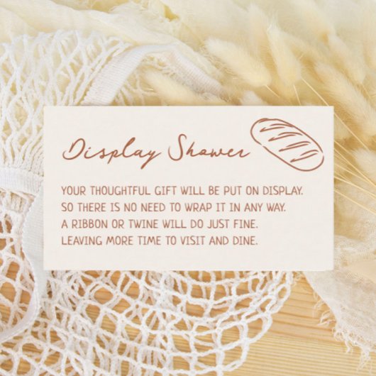 Een broodje in de oven baby shower display douche informatiekaartje