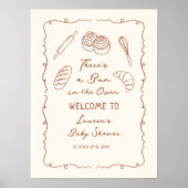 Een Broodje in de Oven Bakkerij Baby Shower Welkom Poster (Voorkant)
