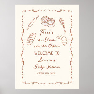 Een Broodje in de Oven Bakkerij Baby Shower Welkom Poster