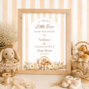 Een Broodje in de Oven Bakkerij Baby Shower Welkom Poster