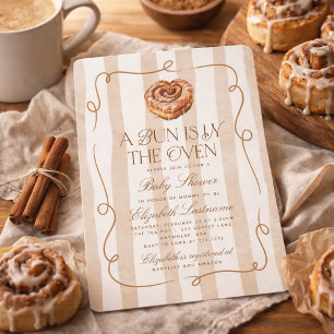 Een broodje in de oven Kaneelrol thema baby shower Kaart