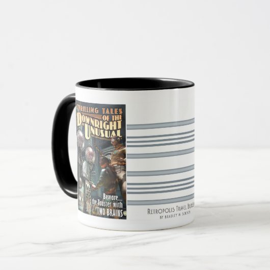 Een broodrooster met twee breinen. Mok (Voorkant links)