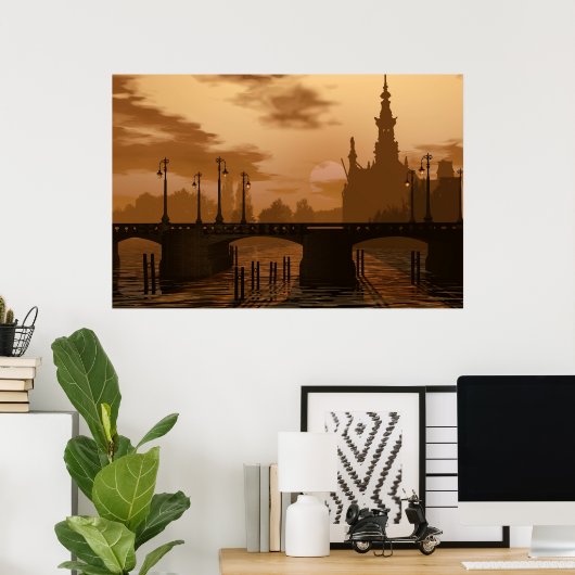 Een brug in Amsterdam Poster (Thuiskantoor)