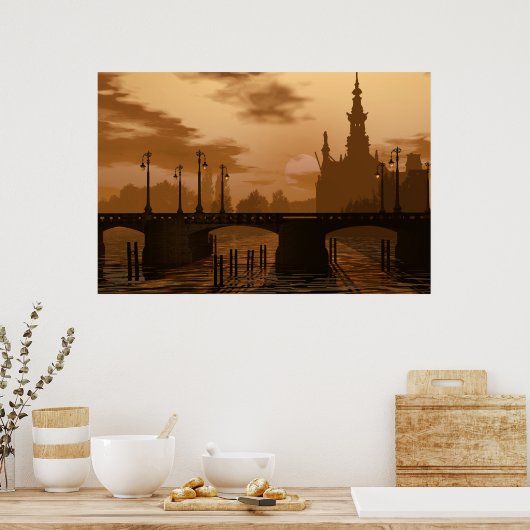 Een brug in Amsterdam Poster (Keuken)