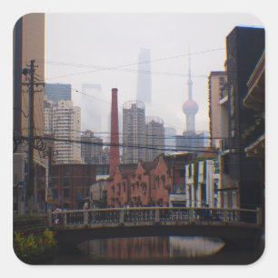 Een brug in Shanghai Vierkante Sticker